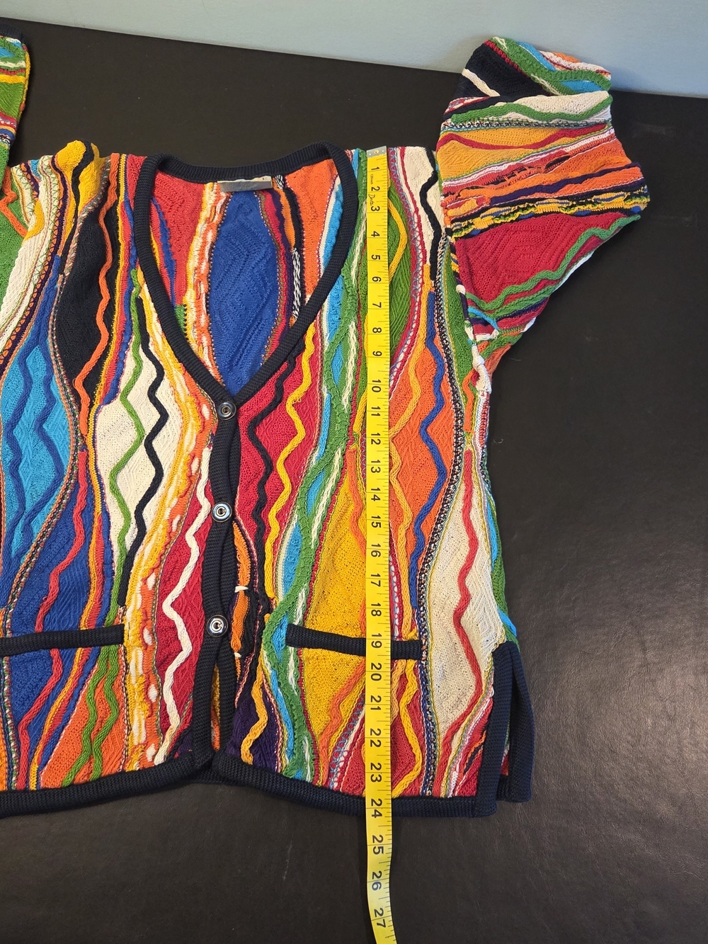 Vintage Coogi Australia Cardigan 100% Mercerised Cotton Multicolor Knit Size M - Picture 8 of 11